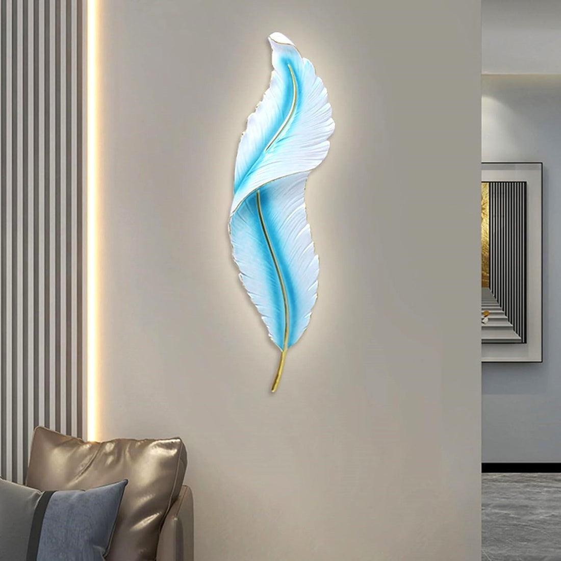 Aplica Led Luxury Feather 36W 87Cm Blue Sky Wall Light Fixtures