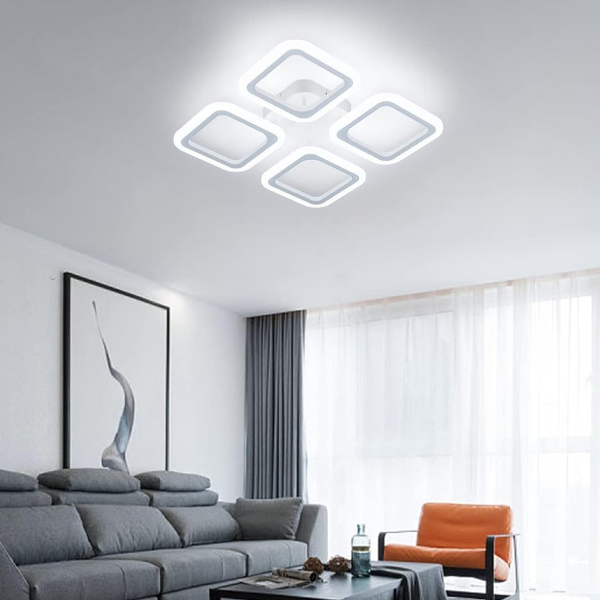 LED осветително тяло 4 SQUARES Бяло Еквивалент 250W Дистанционно