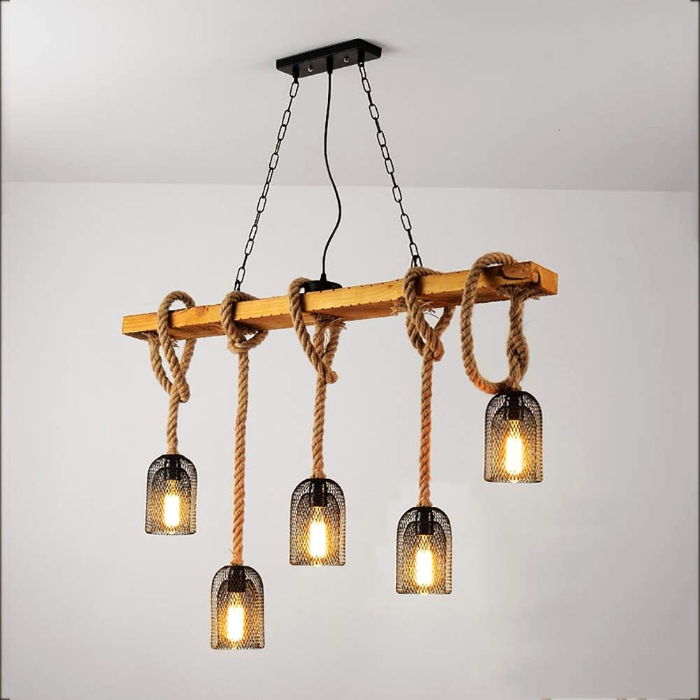 Осветително тяло Wood Design Steel Cage 5XE27