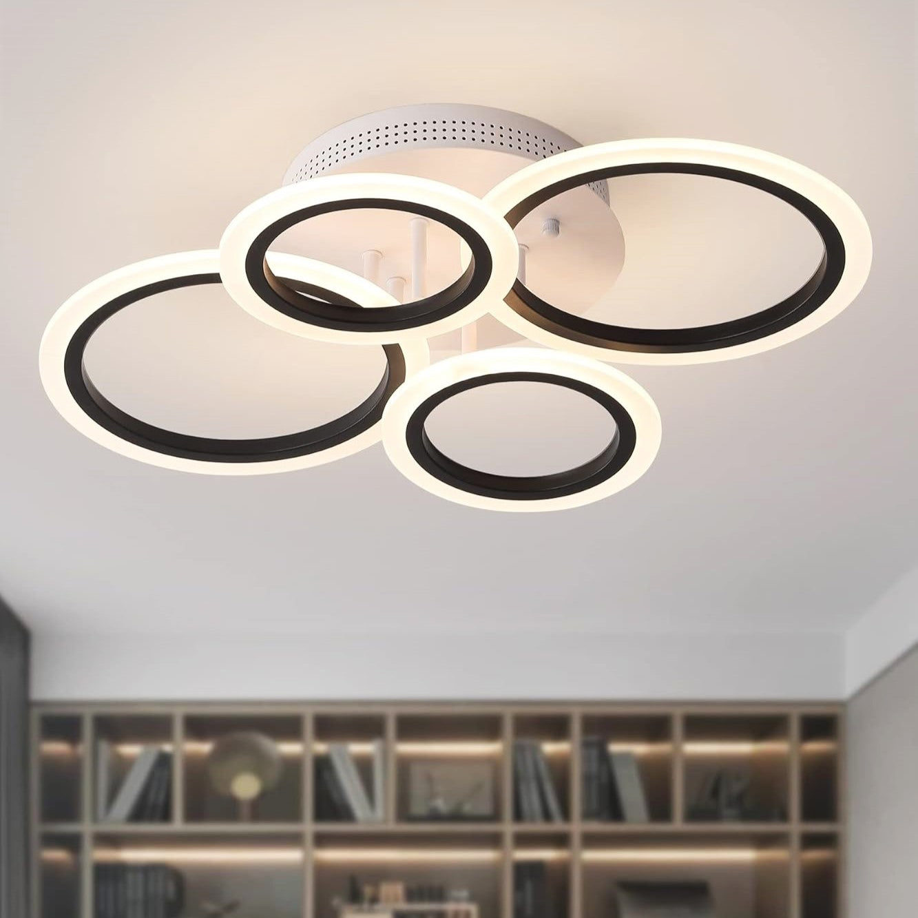 LED осветително тяло 4 CIRCLE SMART Бял+черен Еквивалент 400W Дистанционно