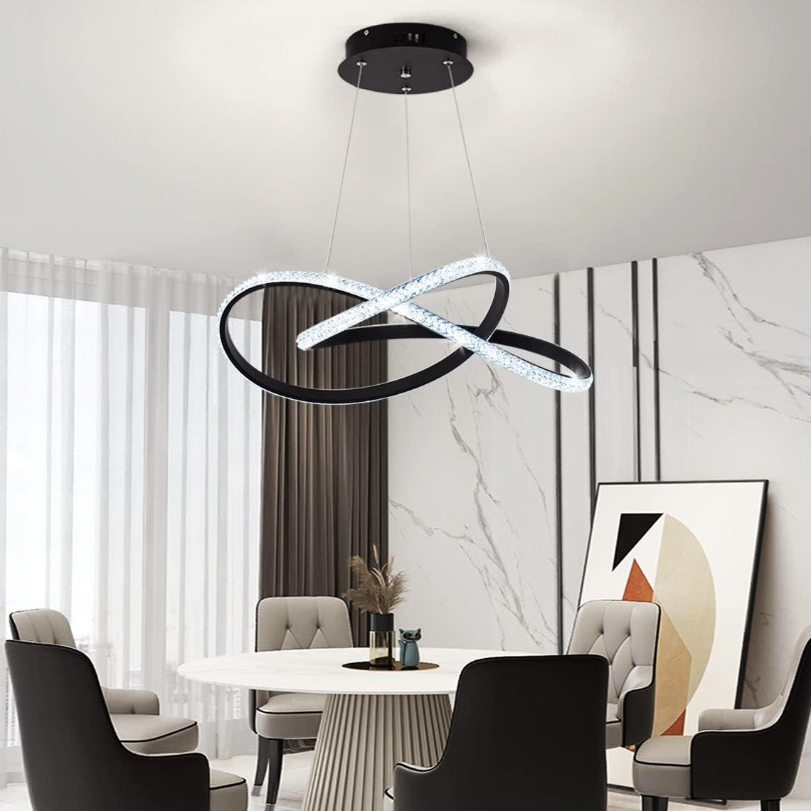 LED осветително тяло Cristal Infinity Black 2 сегмента, еквивалент 400W