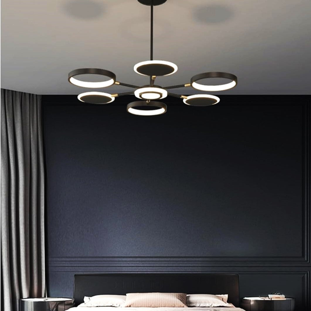 LED осветително тяло Gambit Black 3+3+1 Регулируеми рамена Еквивалент 500W Дистанционно управление