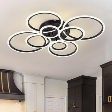 LED осветително тяло Circle 4+4 Gigant Black еквивалент 1000W с дистанционно