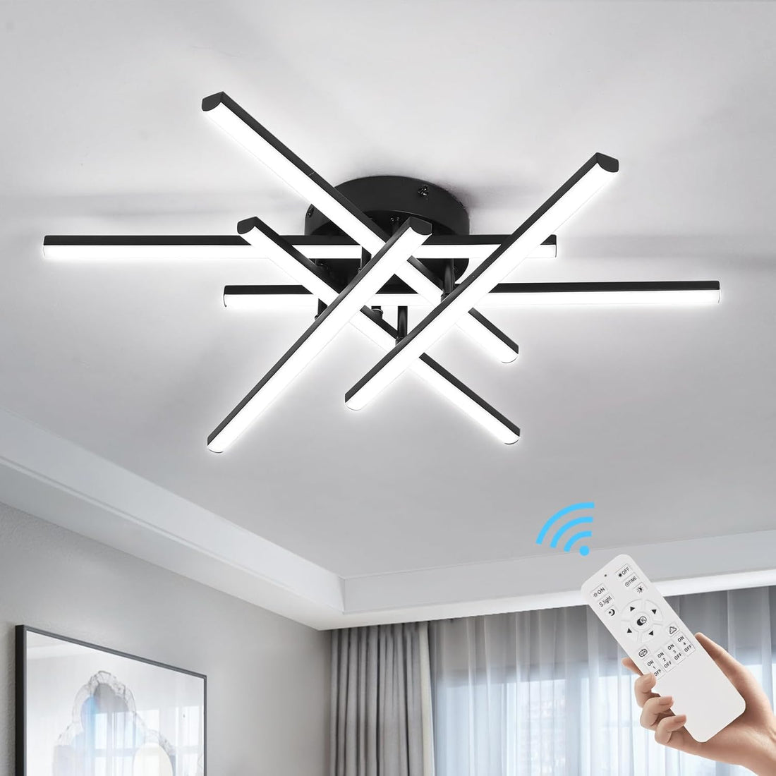 LED осветително тяло Sunny 6 Lines Round Black – еквивалент 600W (с дистанционно управление)