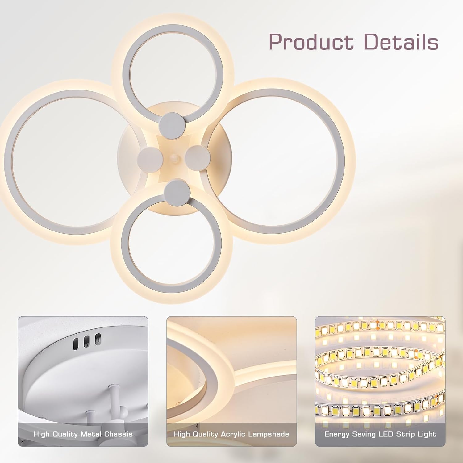 LED осветително тяло 72W 4 CIRCLE SMART гласово управление Еквивалент 400W
