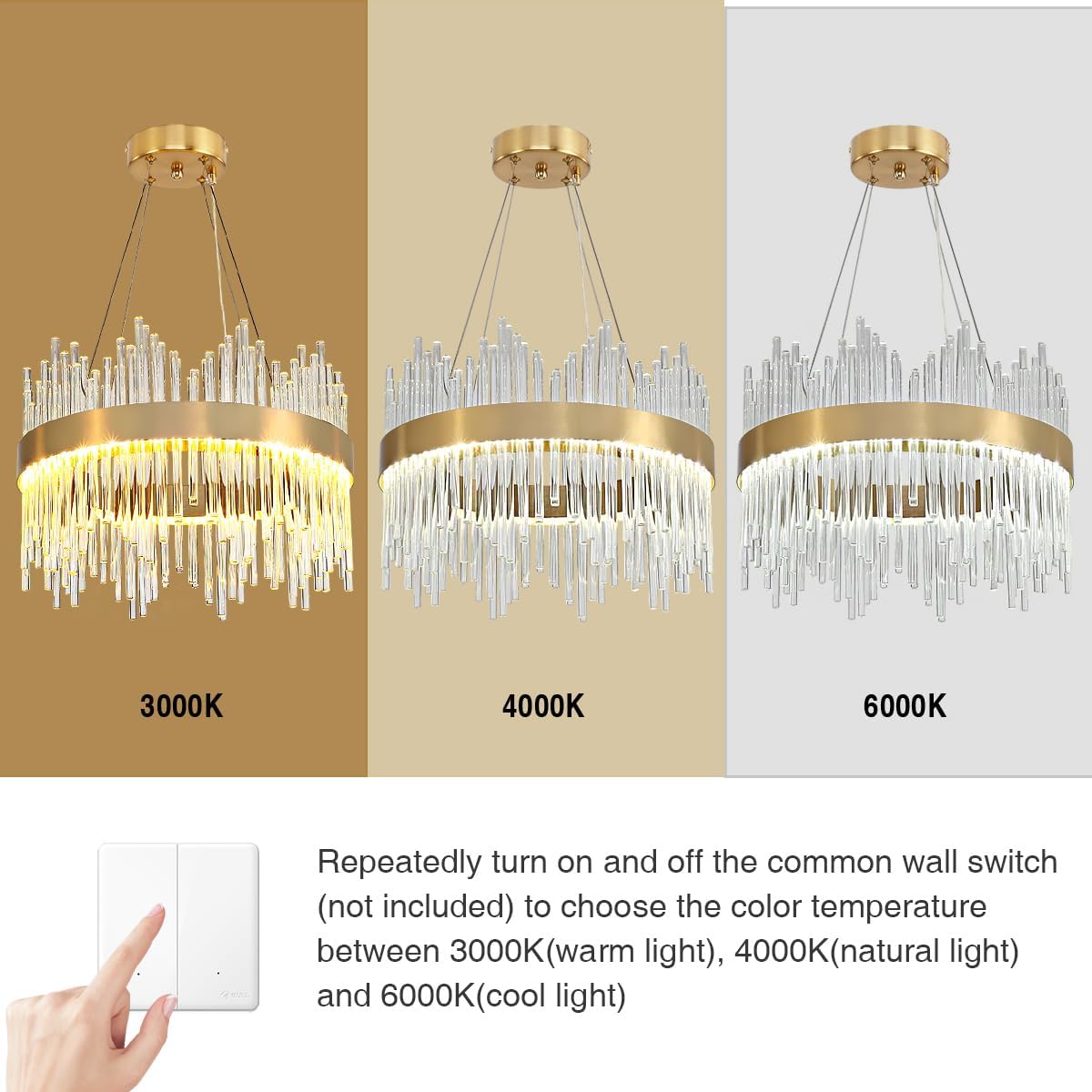LED осветително тяло висящо CROWN Gold кристал 40cm еквивалент 300W