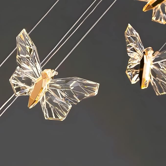 LED осветително тяло тип пендел Golden Butterfly 8 елемента еквивалент 150W с дистанционно