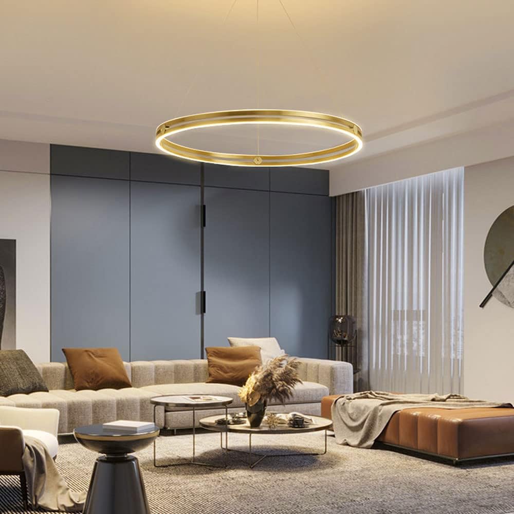 LED осветително тяло Maxi Ring Gold, висящо, еквивалент 800W, с дистанционно