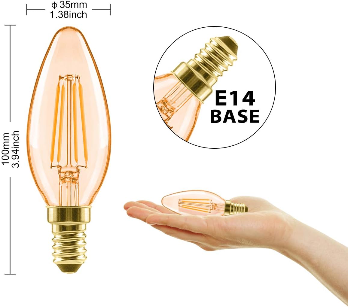LED крушка E14 4W 1700K филамент свещ опушена димираща