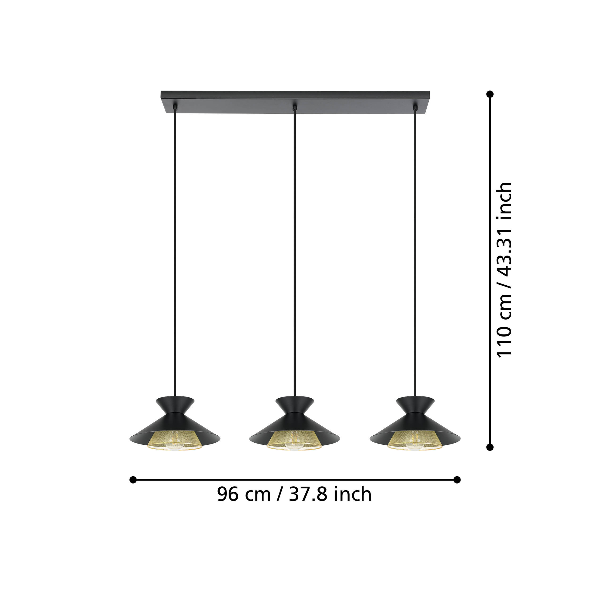 Осветително тяло висящо GRIZEDALE Black 110CM