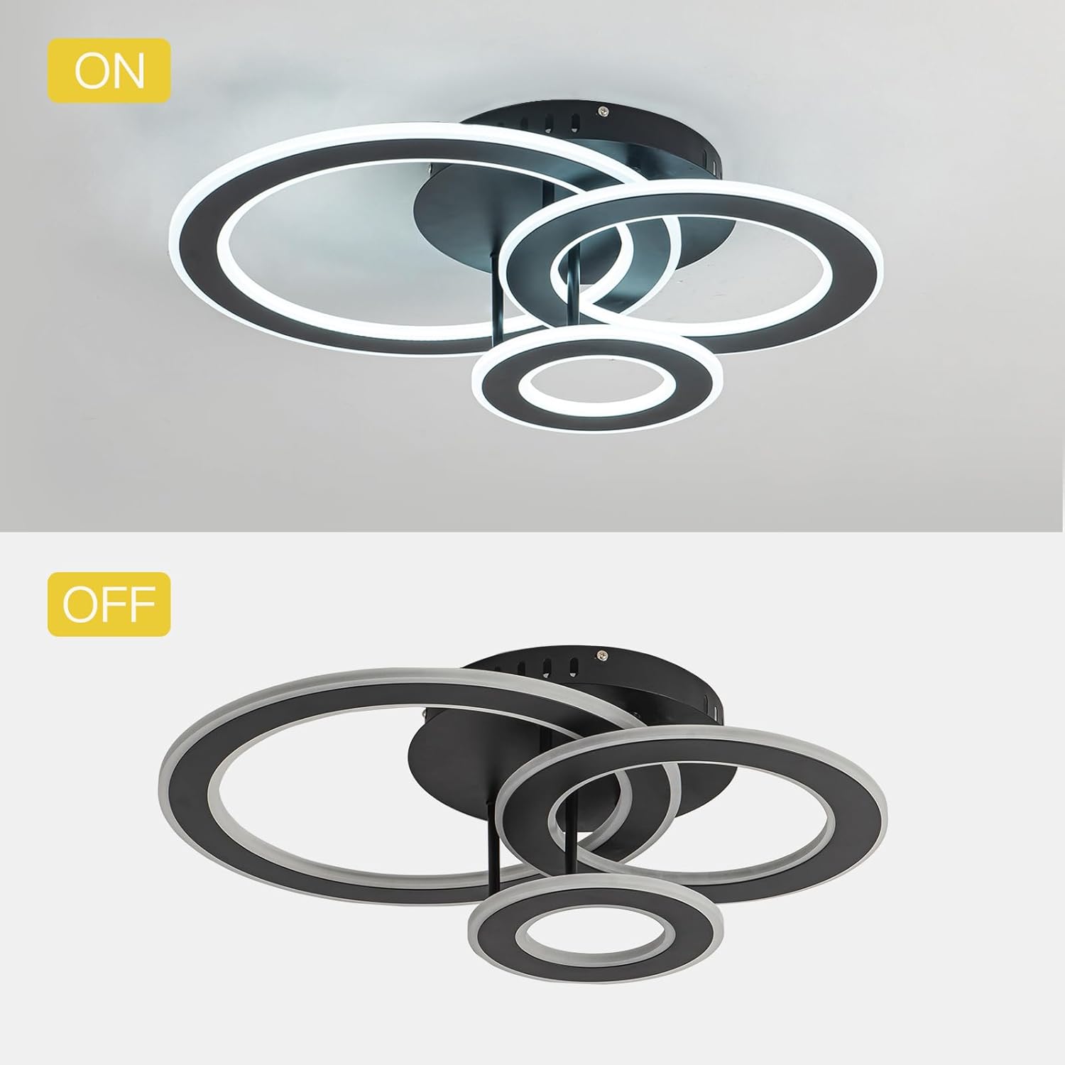 LED осветително тяло 100W RINGS BLACK Еквивалент 300W