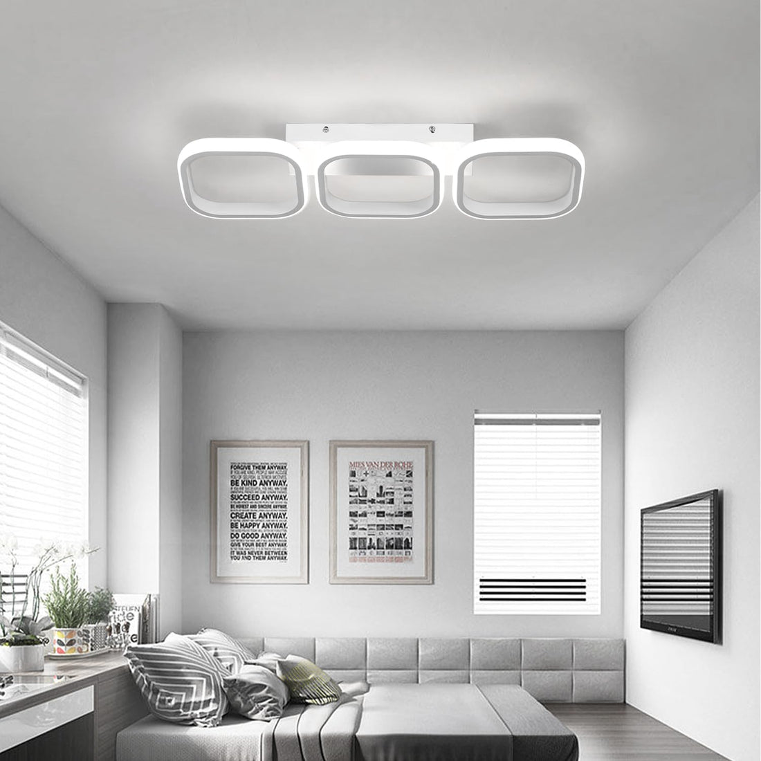 LED осветително тяло 60W ENZO SQUARE БЯЛ Еквивалент 300W