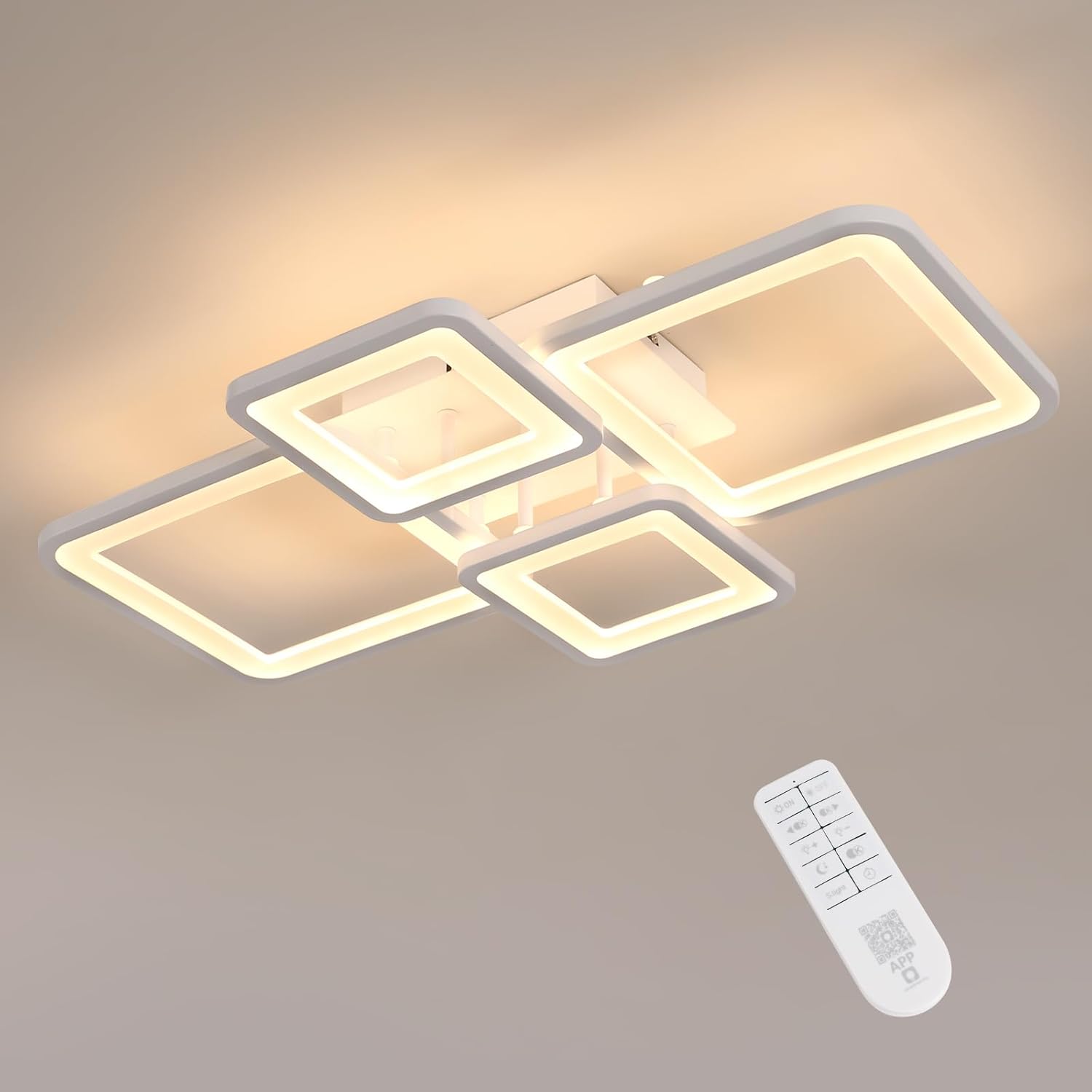 LED осветително тяло 2+2 SQUARE Бяло Еквивалент 500W Дистанционно