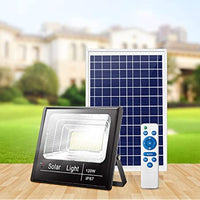 LED прожектор черен със соларен панел 100W с дистанционно