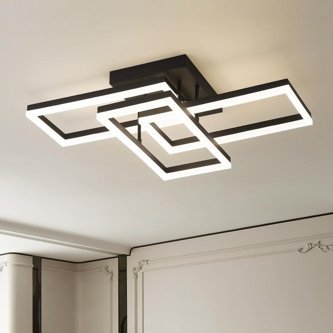 LED осветително тяло 3 Rectangular Shape Black еквивалент 300W с дистанционно
