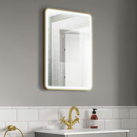 LED огледало 50x70cm Златиста Рамка с Дезабуряване и Touch J35CP
