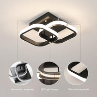 LED осветително тяло 32W Double Square черен еквивалент 200W