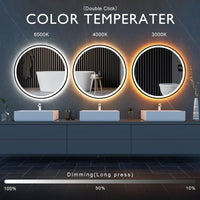 Кръгло LED огледало 70cm, черна рамка, Touch и 3 вида светлина OD016/BK