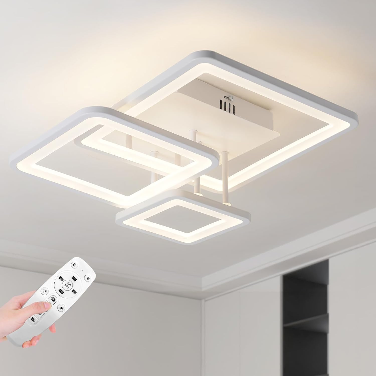 LED осветително тяло Three Square бяло, еквивалент 400W, с дистанционно