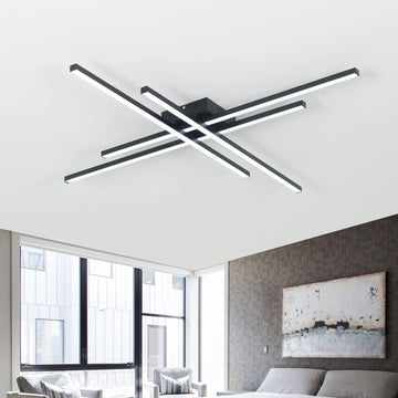 LED осветително тяло 4 Modern LINES Black еквивалент 400W с дистанционно
