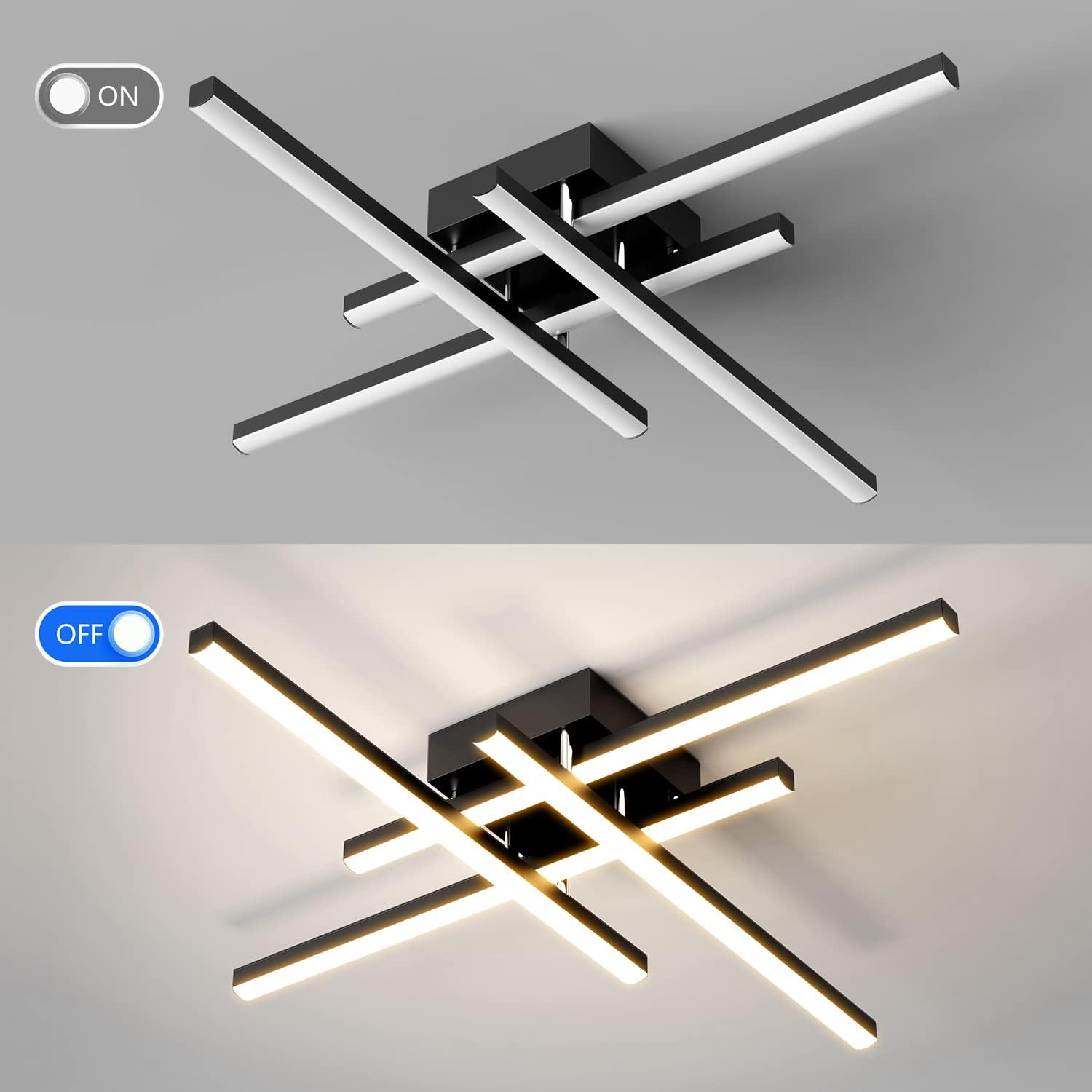 LED осветително тяло 4 Modern LINES Black еквивалент 400W с дистанционно