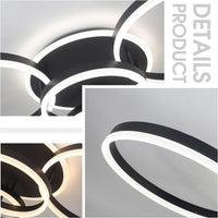 LED осветително тяло 234W CIRCLE BLACK Luxury еквивалент 1200W с дистанционно