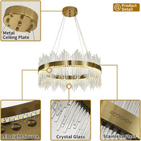 LED осветително тяло висящо CROWN Gold кристал 80cm еквивалент 600W