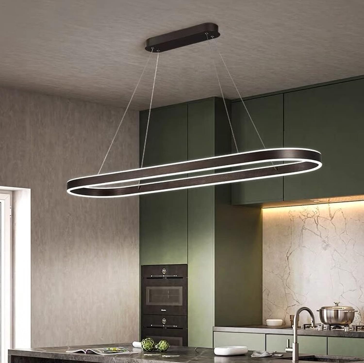 LED осветително тяло KING Black 1 сегмент овал еквивалент 400W с дистанционно