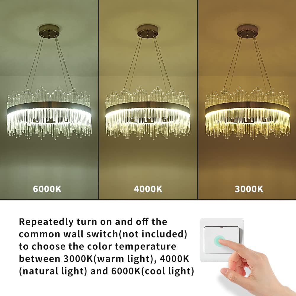 LED осветително тяло висящо CROWN Gold кристал 60cm еквивалент 500W