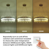 LED осветително тяло висящо CROWN Gold кристал 60cm еквивалент 500W