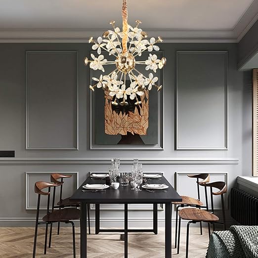 LED осветително тяло тип пендел Cristal Butterfly Gold, еквивалент 450W