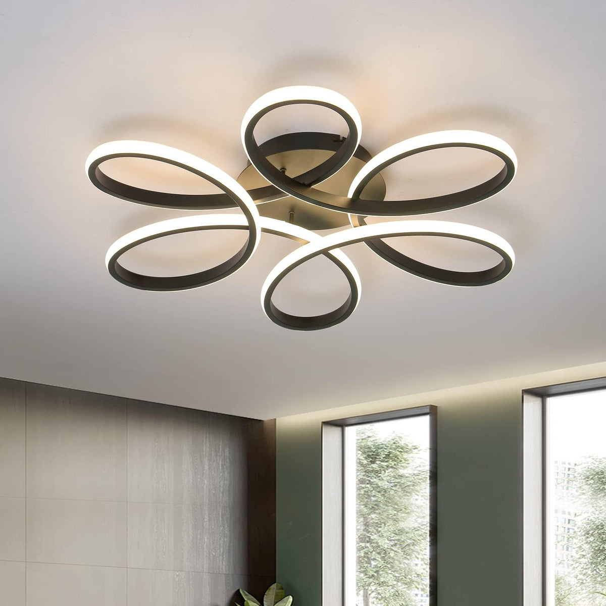 Lustra LED DAISY Black Echivalent 800W Telecomanda Lighting Fixtures