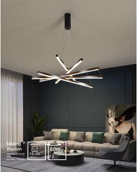 LED осветително тяло 5 Geometric BLACK Lines висящо, еквивалент 500W