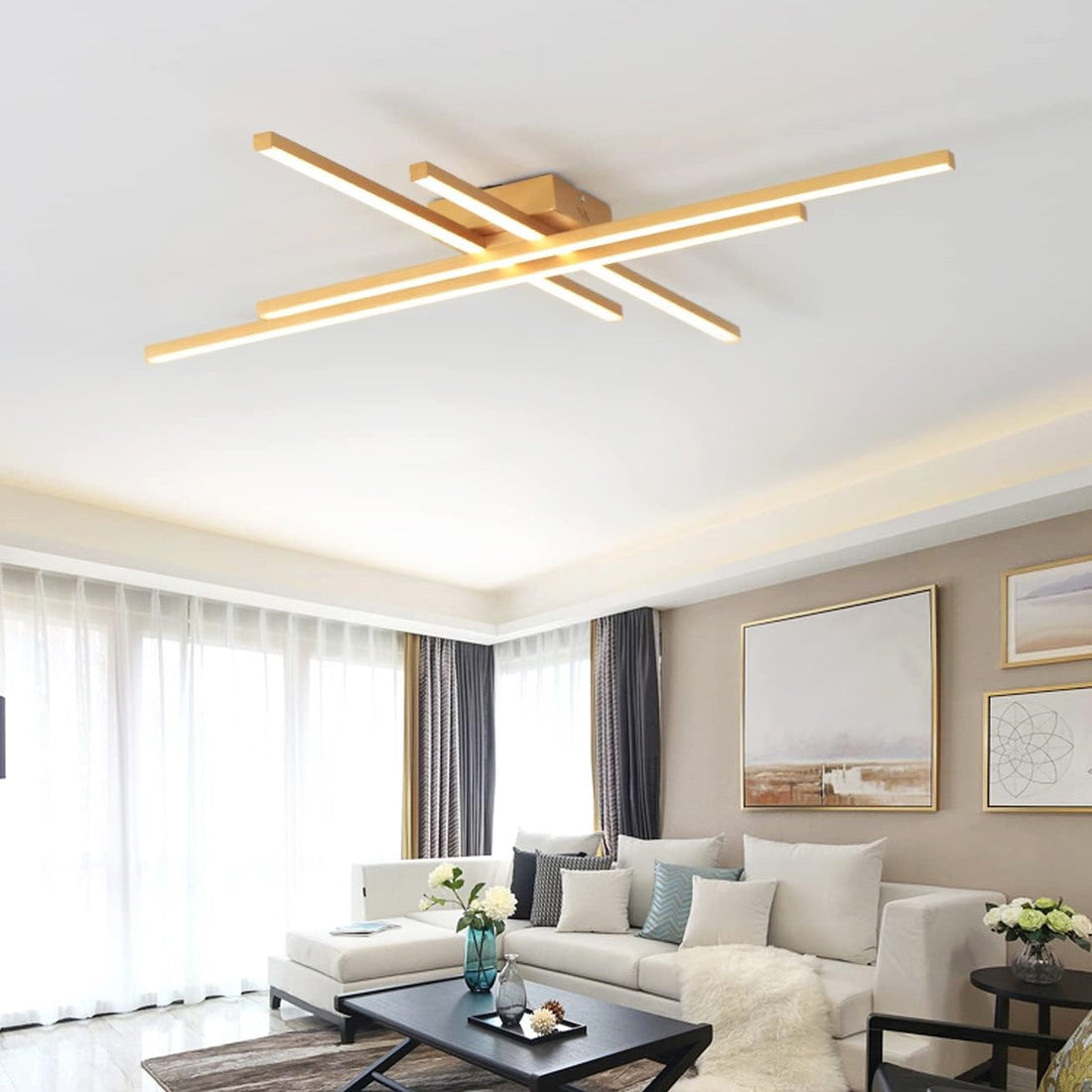 LED осветително тяло 4 Modern LINES Gold еквивалент 400W с дистанционно