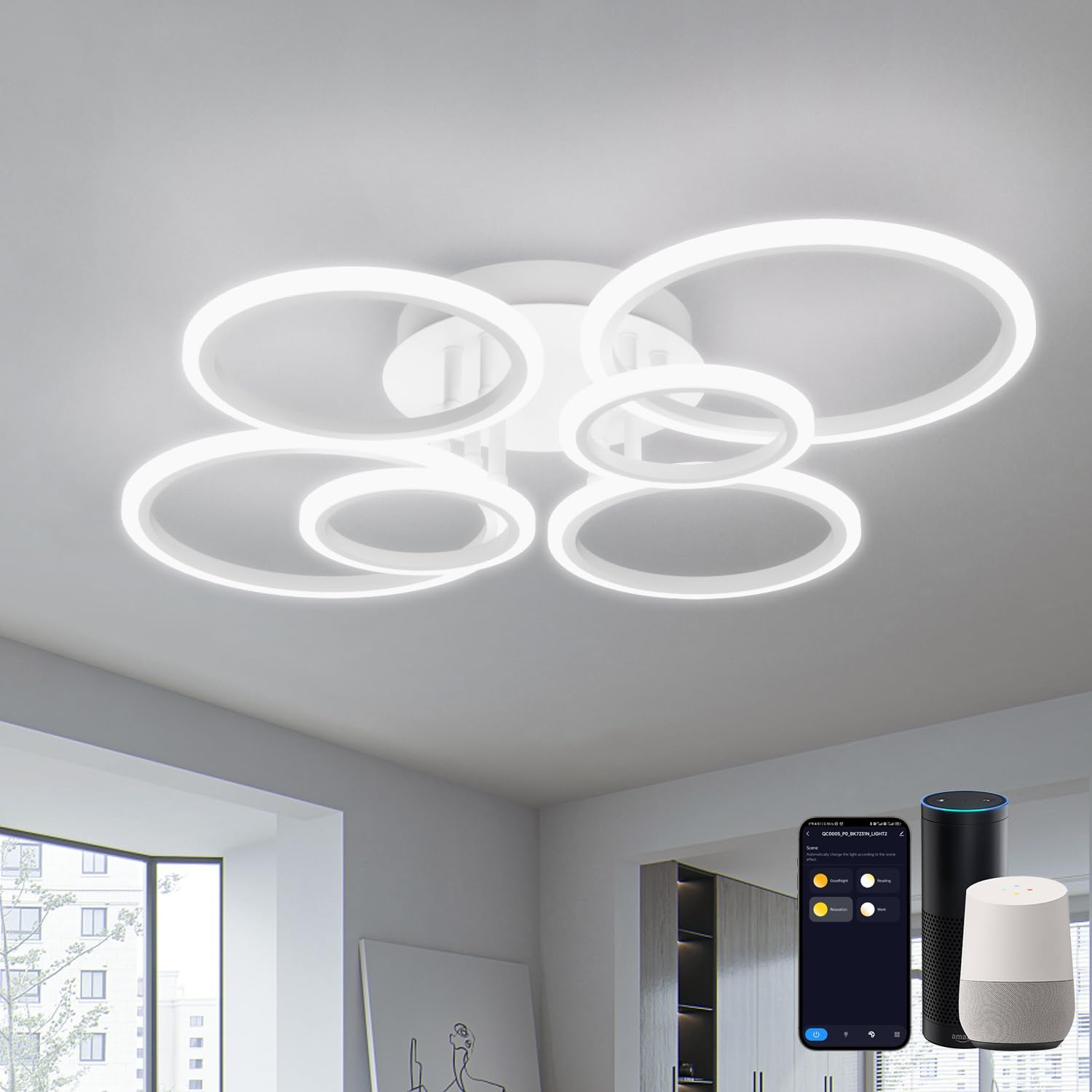LED осветително тяло 4+2 CIRCLE MAXI БЯЛ SMART Еквивалент 600W