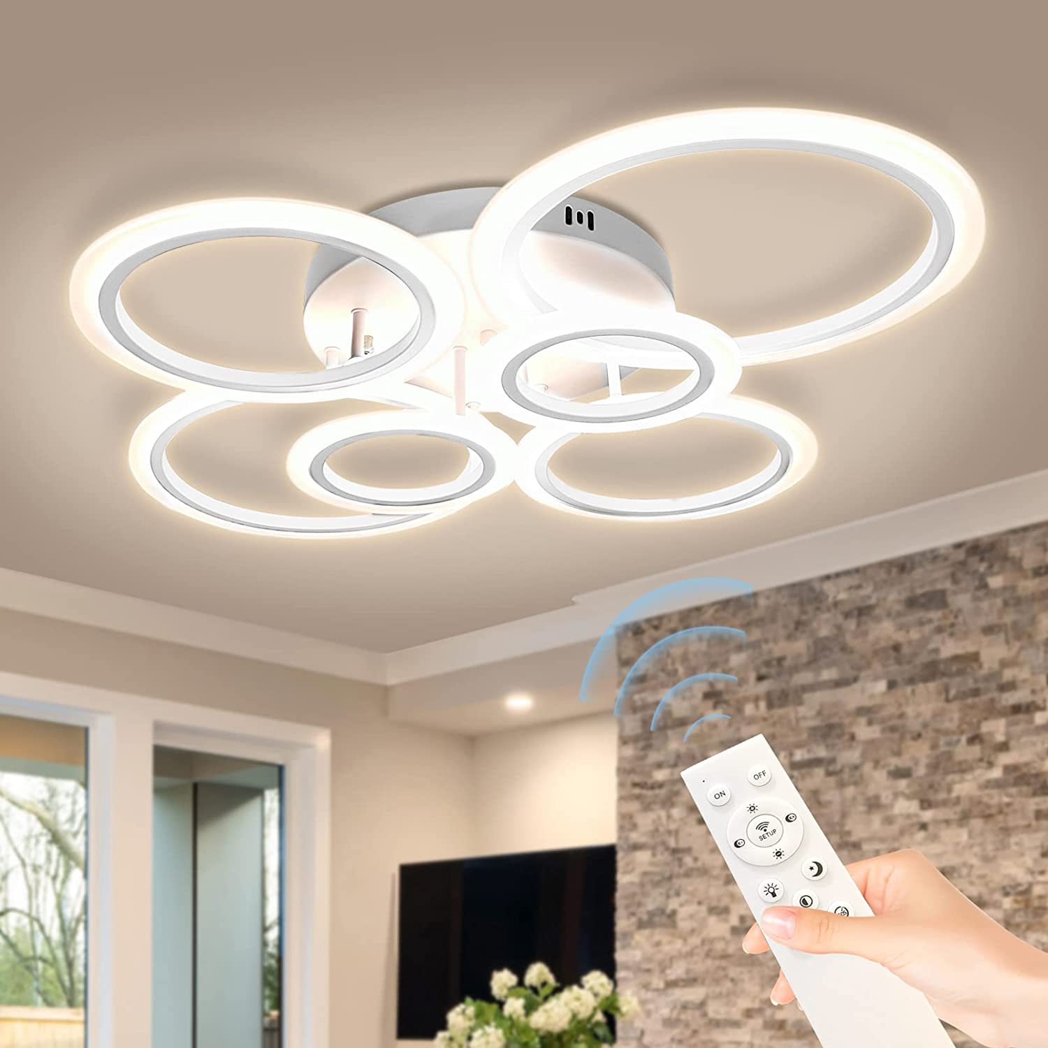 LED осветително тяло 4+2 CIRCLE MAXI Бяло Еквивалент 600W Дистанционно
