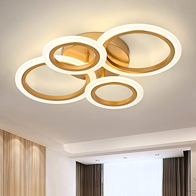 Осветително тяло LED 2+2 CIRCLE GOLD Luxury с дистанционно, еквивалент 400W