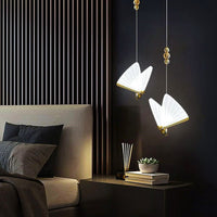 Lustra Led Luxury 2 Golden Butterflies Lighting Fixtures