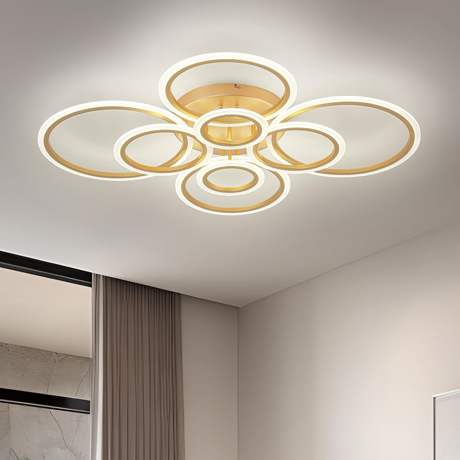 LED осветително тяло Circle 4+4 Gigant Gold Еквивалент 1000W Дистанционно
