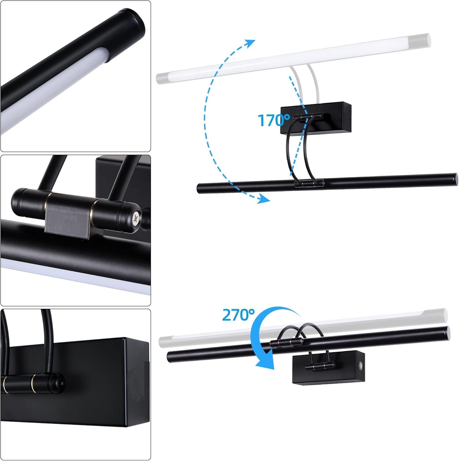 LED аплик за баня 24W 60cm черна регулируема C1309BK