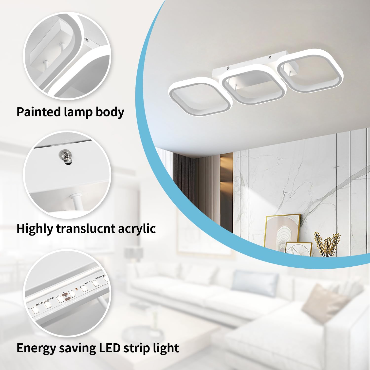 LED осветително тяло 60W ENZO SQUARE БЯЛ Еквивалент 300W
