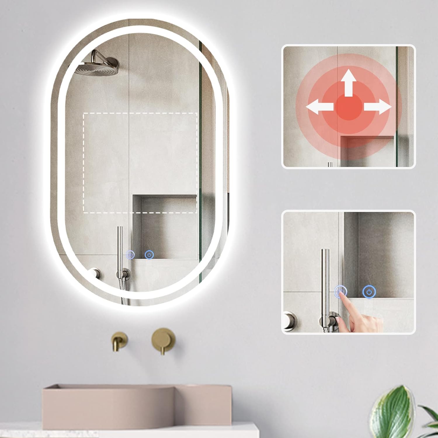 Овално LED огледало 60x78cm с функция против замъгляване и Touch M06S