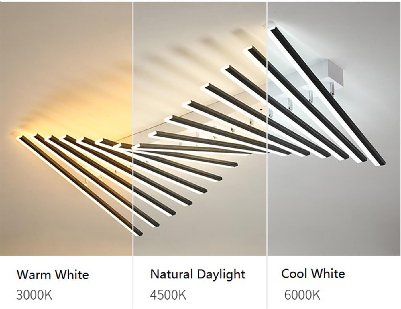 Lustra Led Minimalist Lines Reglabila Alb + Negru Telecomanda Lighting Fixtures