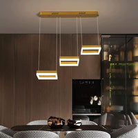 LED осветително тяло пендел Squares златист Еквивалент 400W с дистанционно