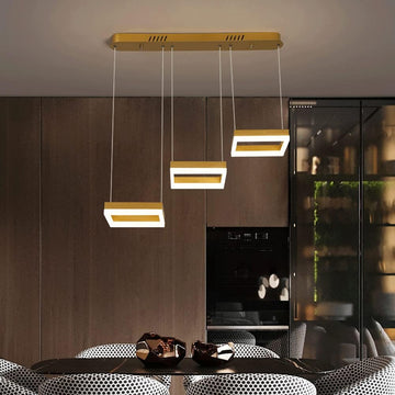 LED осветително тяло пендел Squares златист Еквивалент 400W с дистанционно