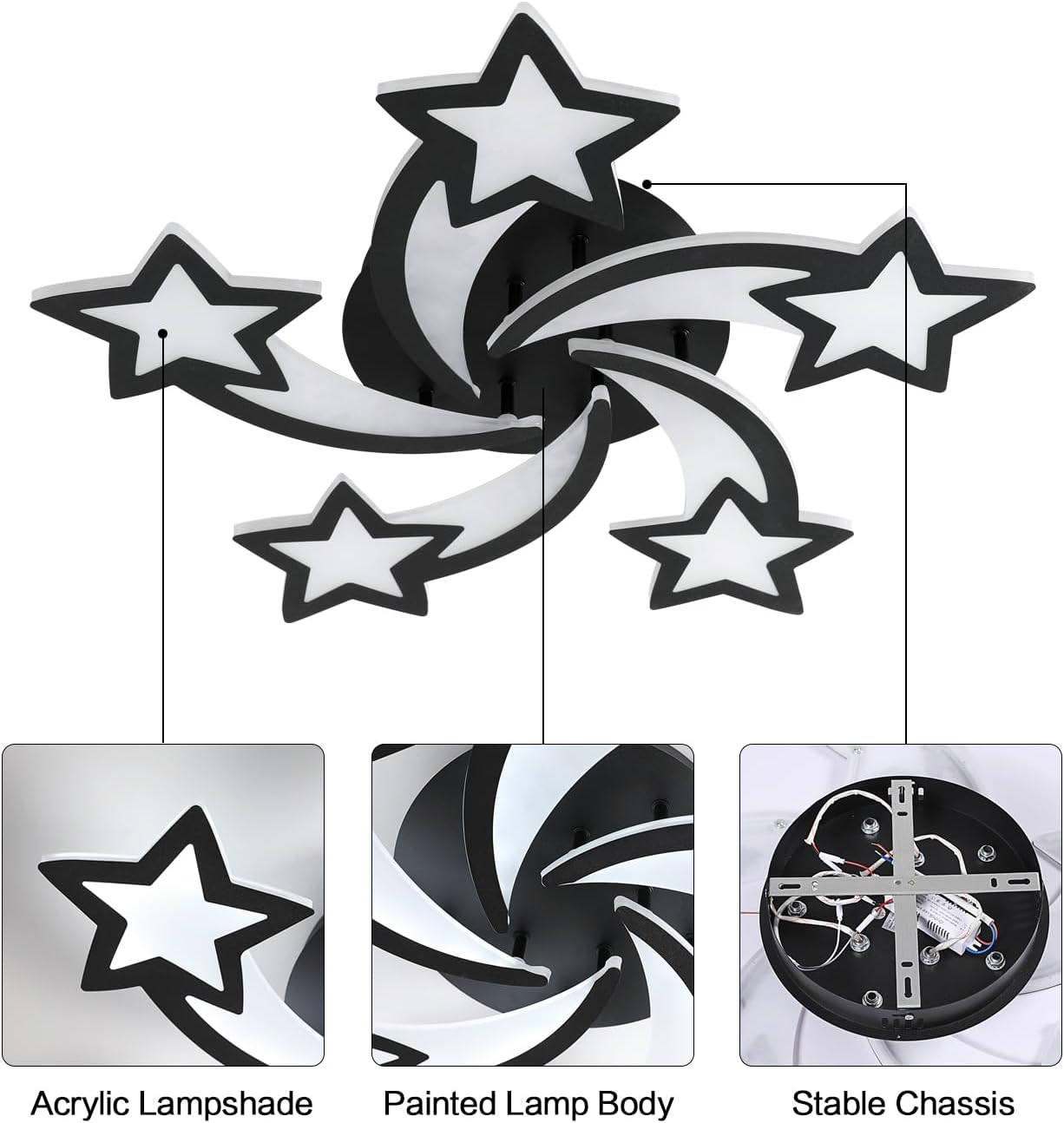 LED осветително тяло STAR DESIGN BLACK еквивалент 600W с дистанционно