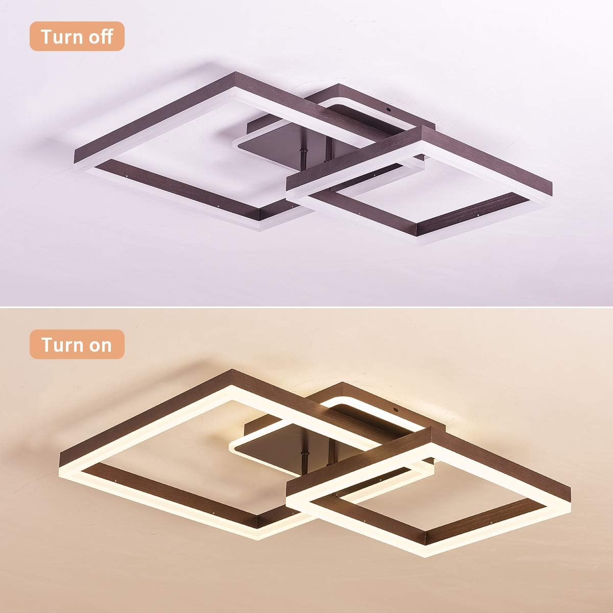 LED осветително тяло TWO SQUARE Кафяво Еквивалент 600W Дистанционно