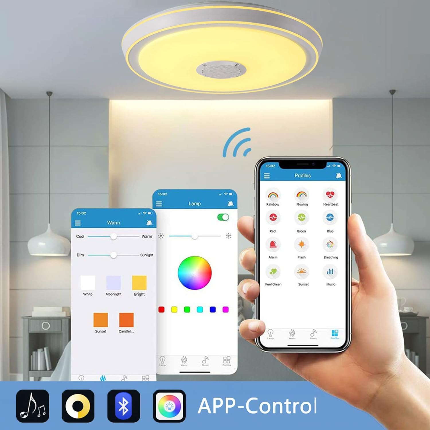 LED плафон SMART 50W RGB+CCT, Bluetooth и дистанционно, еквивалент на 400W