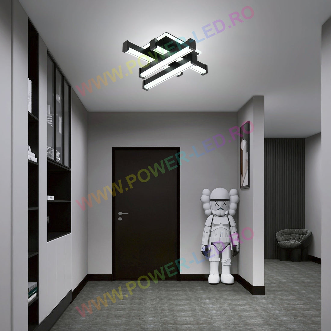 LED аплик LINNES SQUARE 62W BLACK Еквивалент 300W