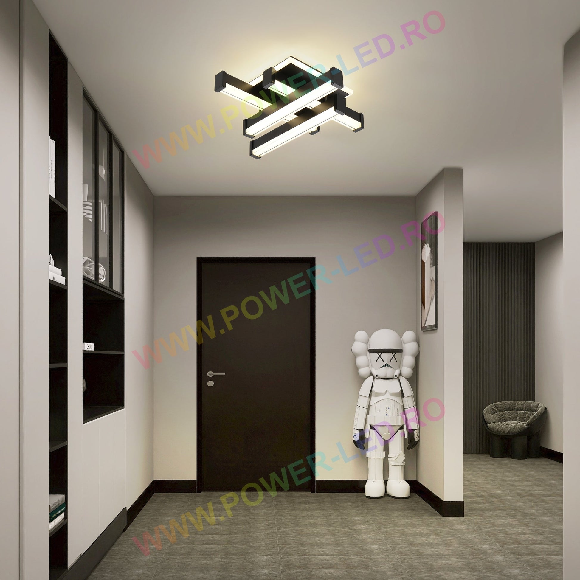 LED аплик LINNES SQUARE 62W BLACK Еквивалент 300W